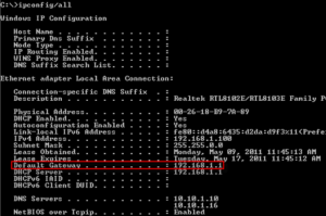 find router ip address default gateway